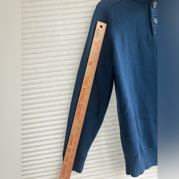 J.Crew 100% Cotton Knit Half-Button Mens Blue Sweater Size M - Picture 6 of 8